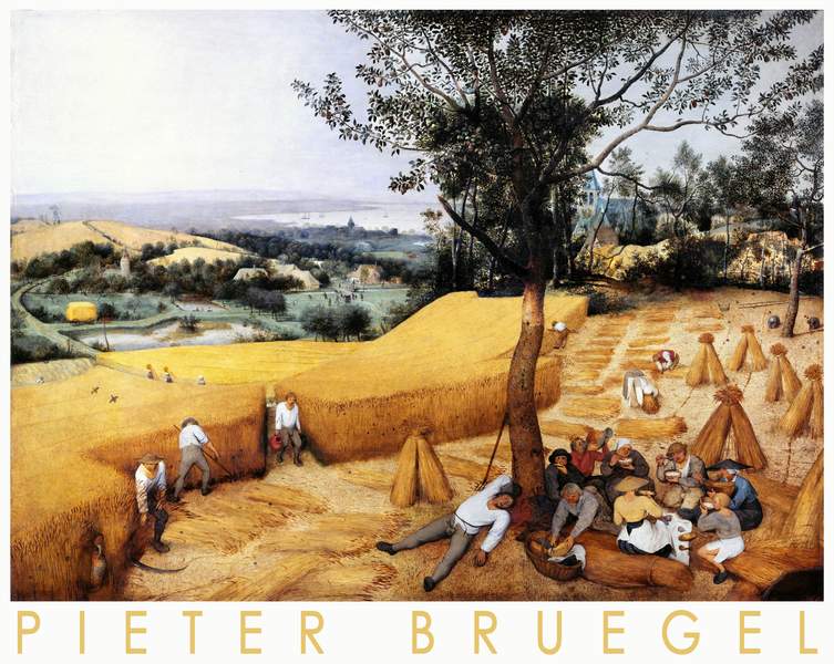 Aratók Pieter Bruegel id.  Festmény művészeti plakátja Életkép, Tájkép